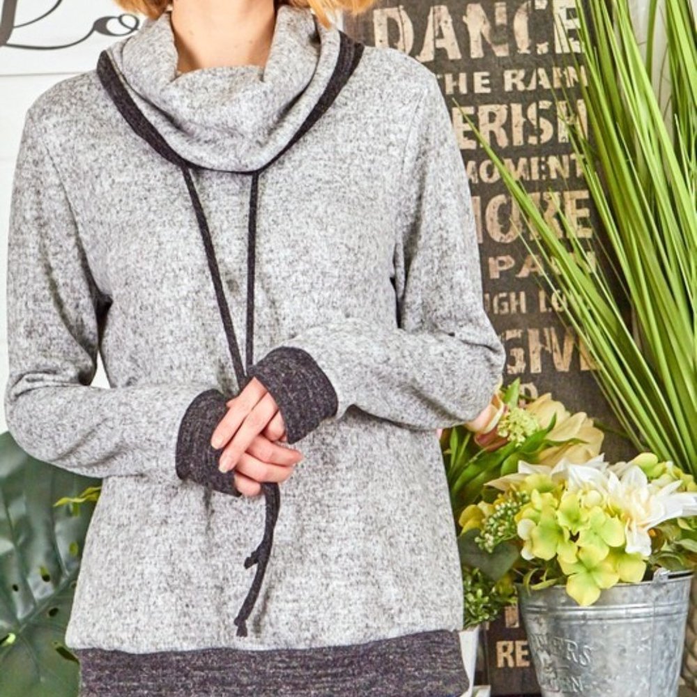 Casual Cowl Neck Tunic Top